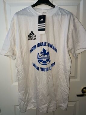 adidas White & Blue Local League Soccer T-Shirt